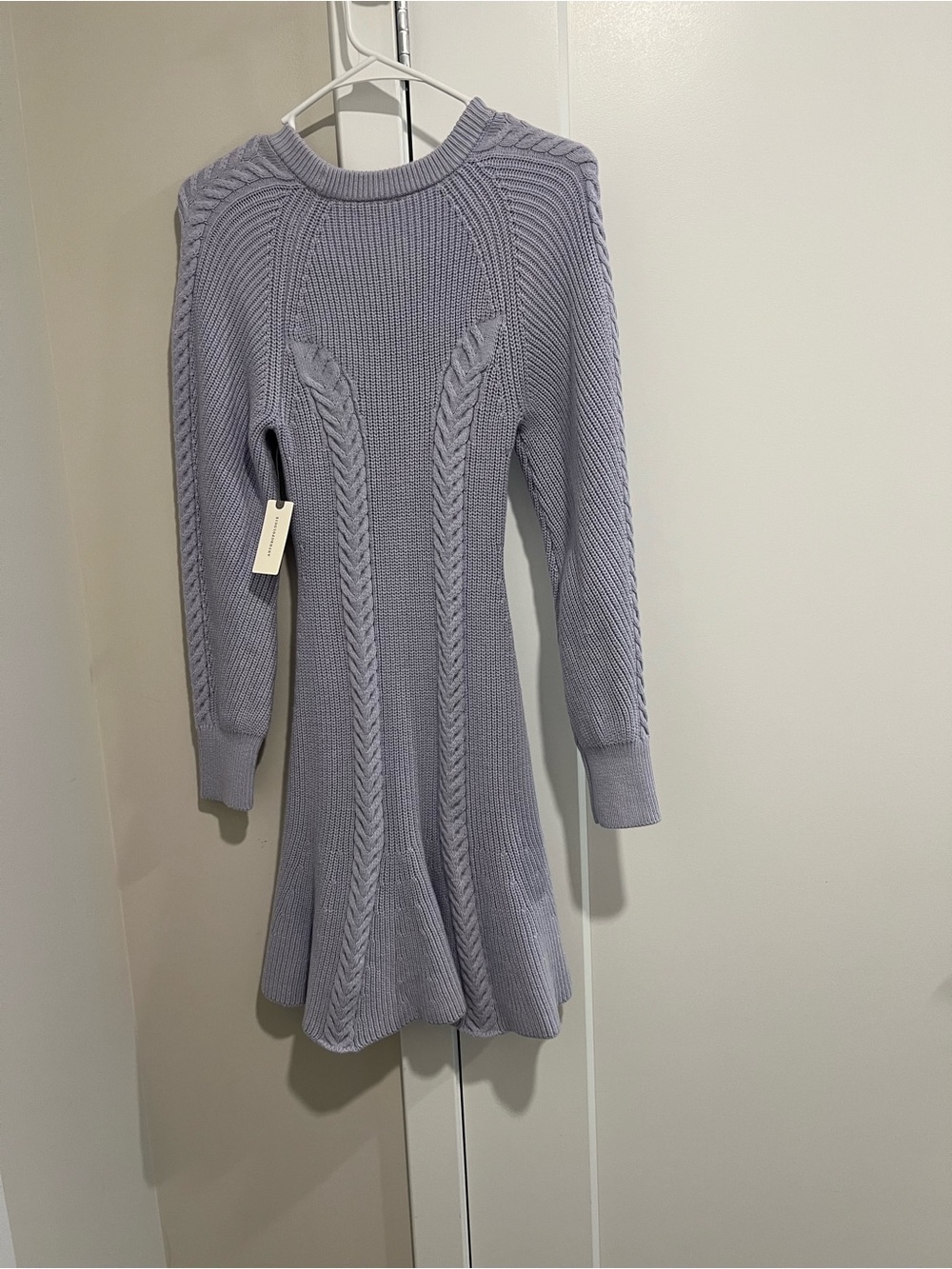 Anthropologie Lilac Cable-Knit Crewneck Sweater Dress